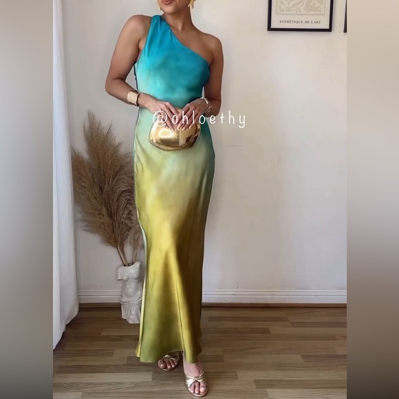 Zara ASYMMETRICAL SATIN EFFECT TIE DYE DRESS - Picture 6 of 13